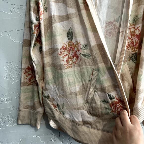 Maurices floral camo hooded open front cardigan womens medium streetwear casual - Picture 2 of 6